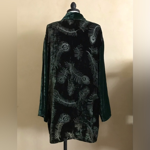Vintage Green Velvet Kimono Jacket - Picture 3 of 8